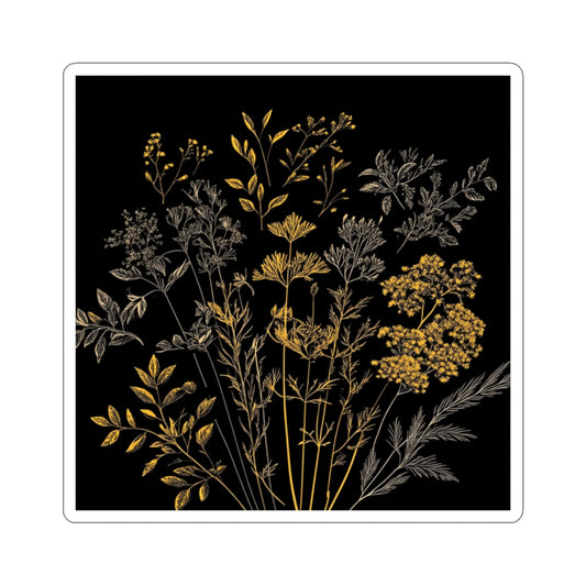 Floral Decor Kiss-Cut Stickers - Elegant Gold Botanical Decal