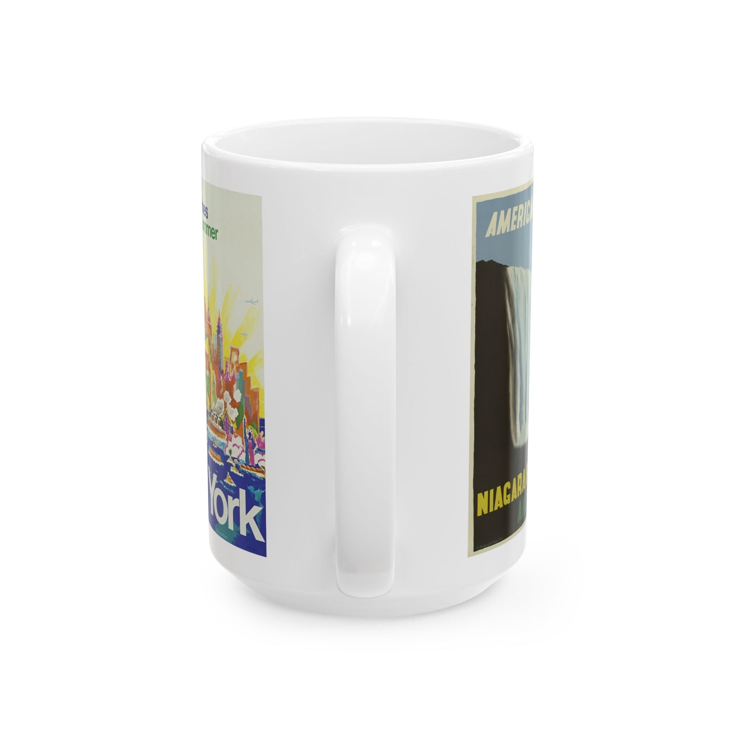 Niagara Falls, Los Angelis & New York Vintage Travel Ceramic Mug - American Airlines Themed Coffee Cup (15oz)