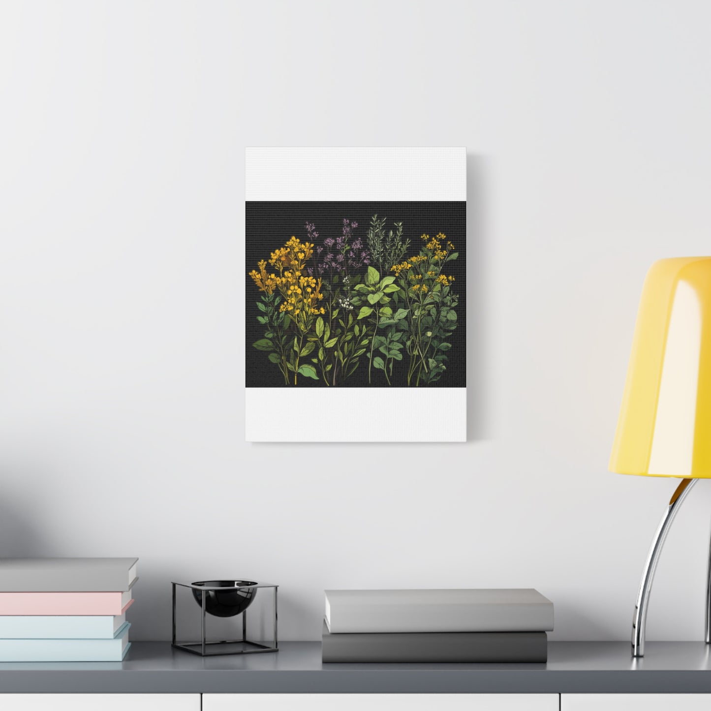 Botanical Wall Art - Matte Canvas Print of Colorful Herbs and Flowers