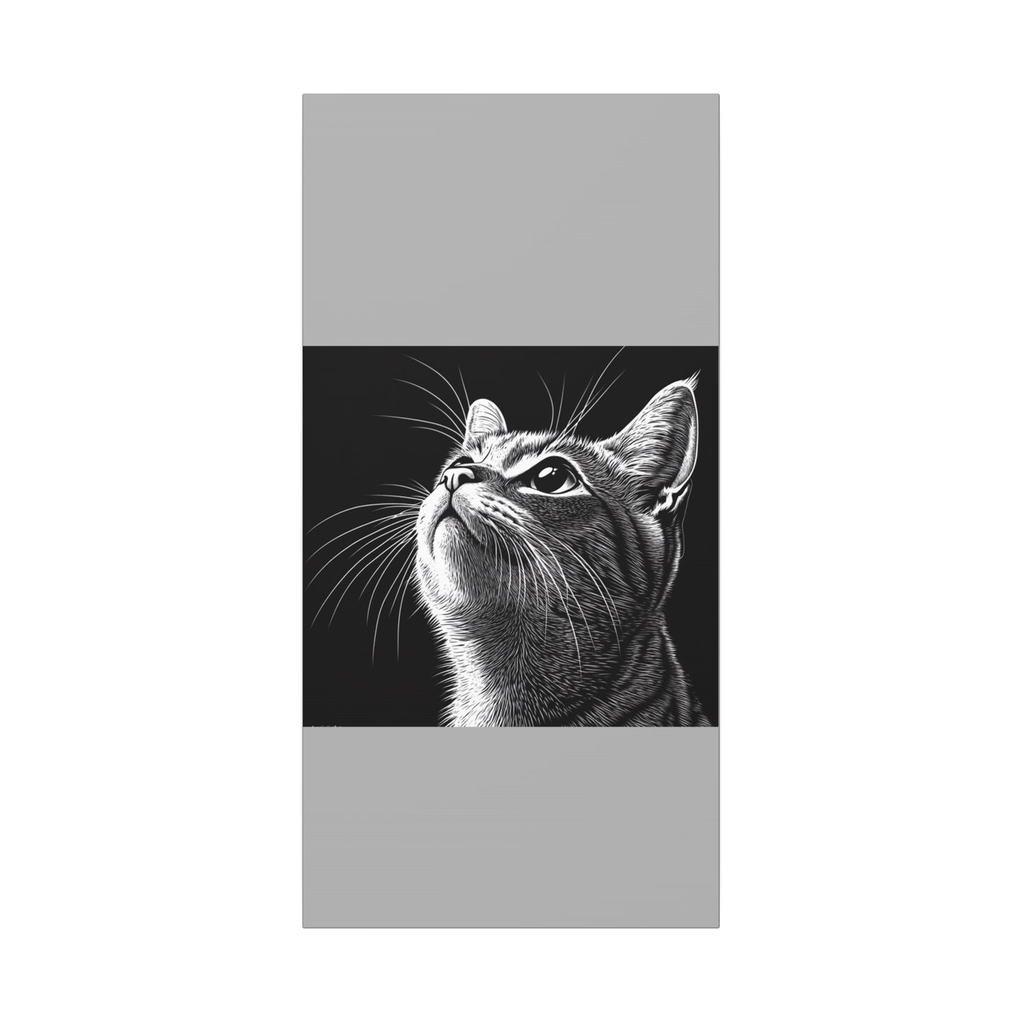 Portrait Cat Canvas Wall Art - Black and White Stretched Print