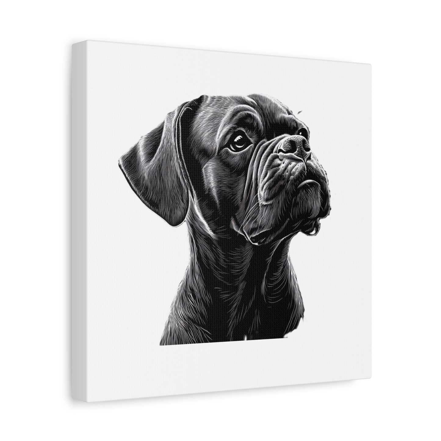 Canvas Wall Art - Black Boxer Dog Portrait - Pet Lover Home Decor