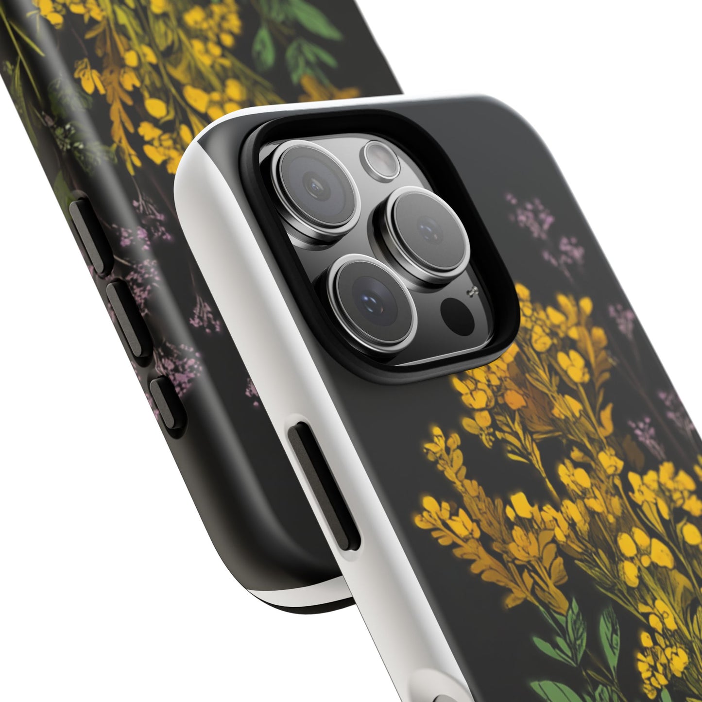 Floral Tough Phone Case - Elegant Yellow Botanical Design