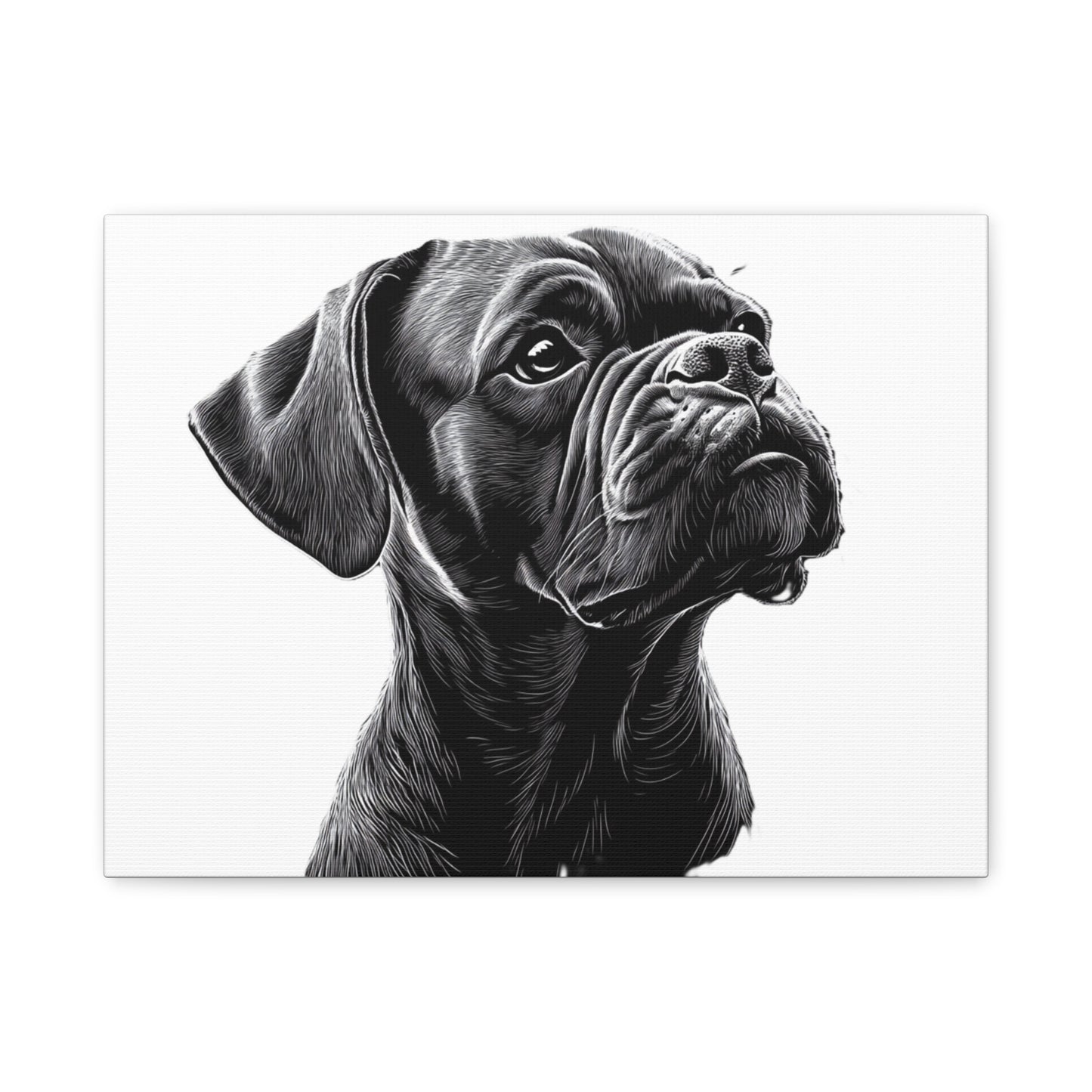 Canvas Wall Art - Black Boxer Dog Portrait - Pet Lover Home Decor