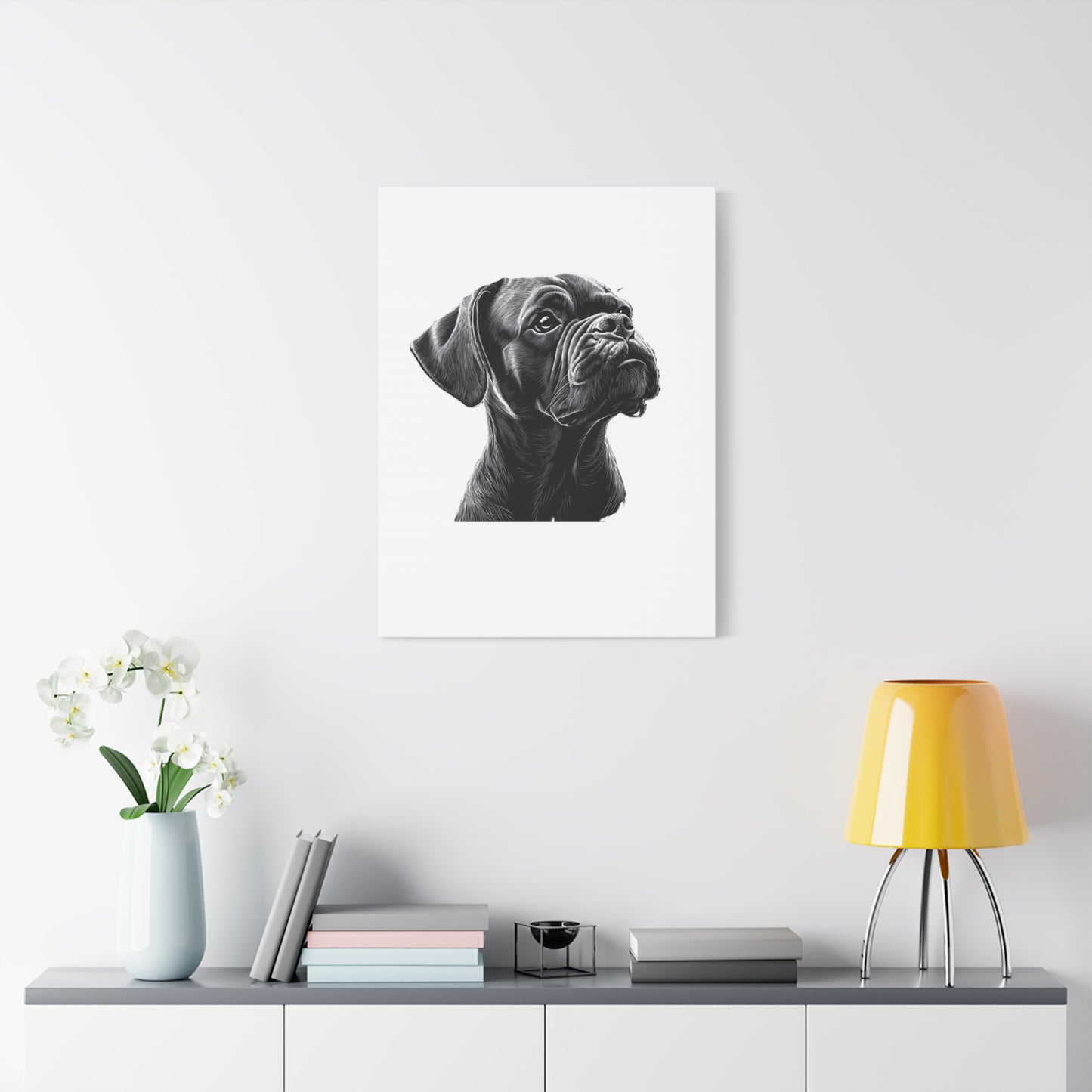 Canvas Wall Art - Black Boxer Dog Portrait - Pet Lover Home Decor