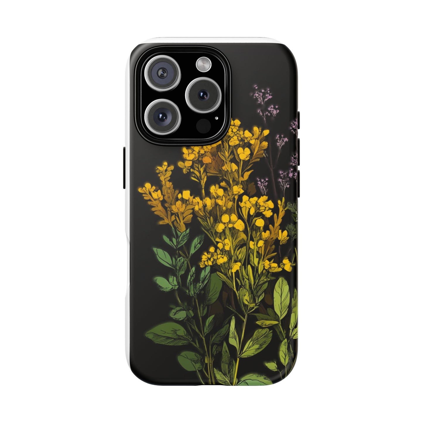 Floral Tough Phone Case - Elegant Yellow Botanical Design