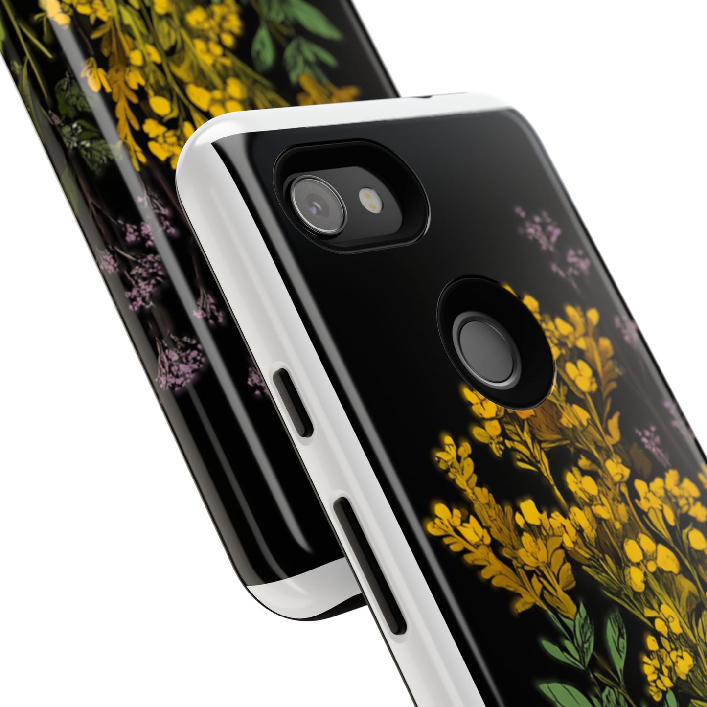 Floral Tough Phone Case - Elegant Yellow Botanical Design