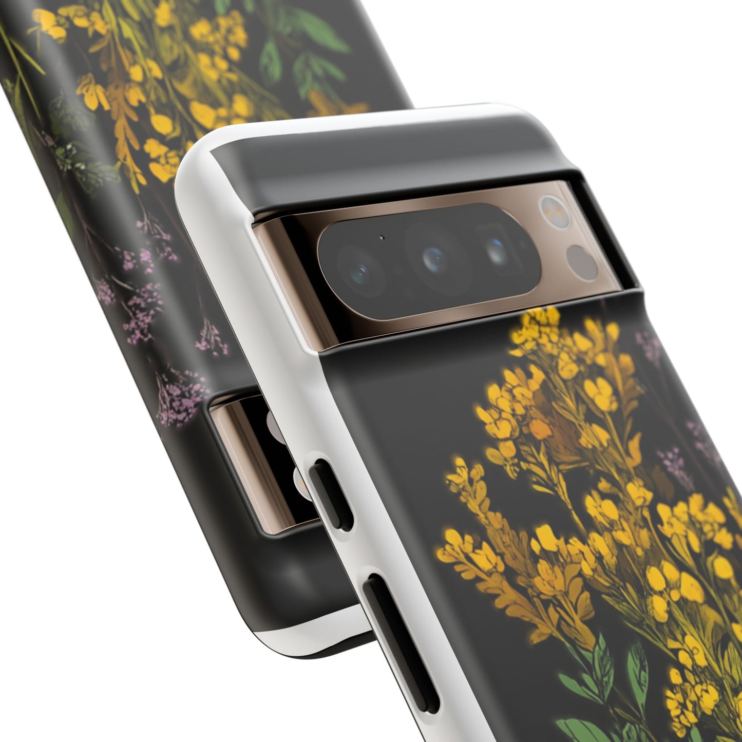 Floral Tough Phone Case - Elegant Yellow Botanical Design