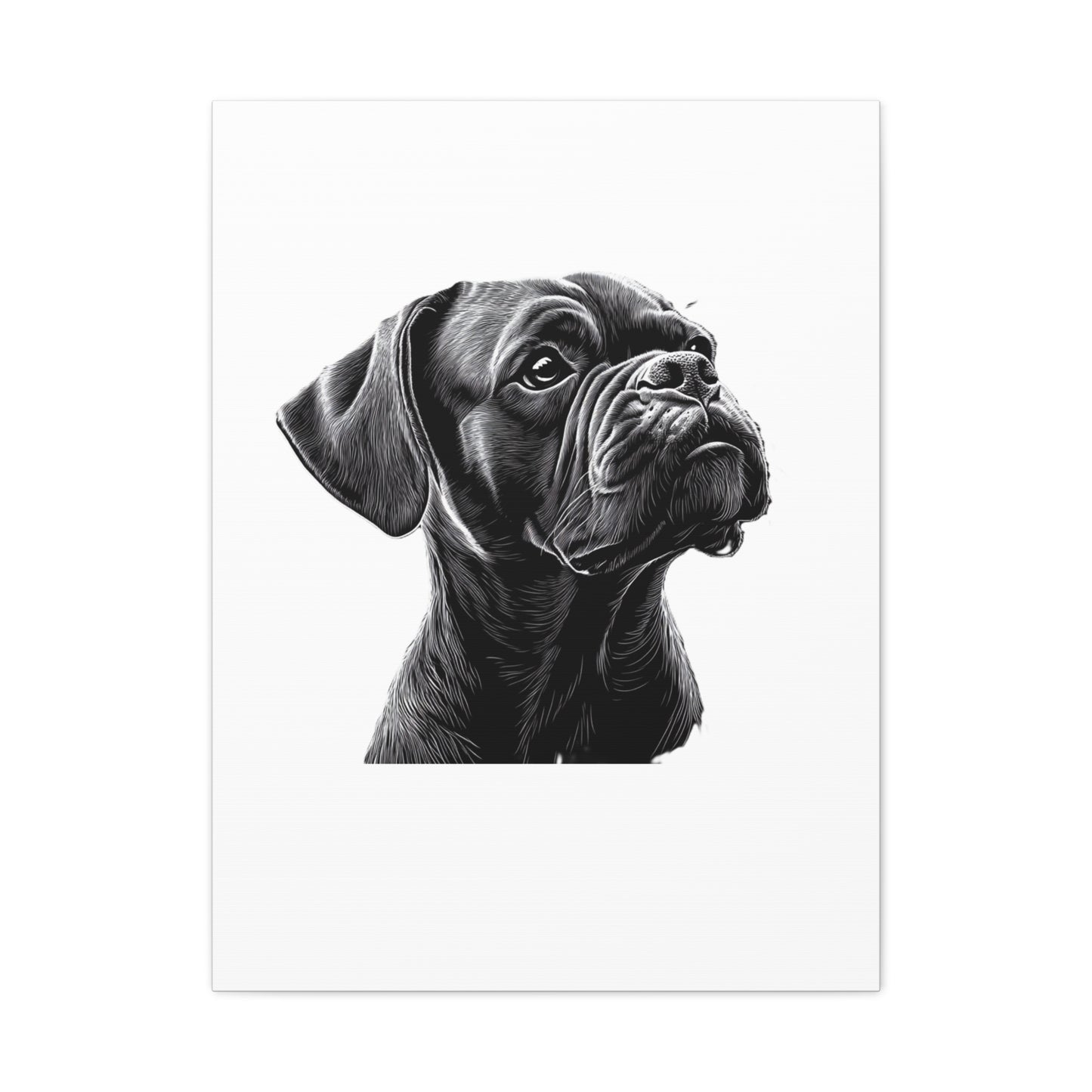 Canvas Wall Art - Black Boxer Dog Portrait - Pet Lover Home Decor