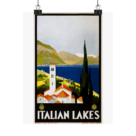 Italian Lakes Vintage Poster Print - Matte Vertical Wall Art for Home Decor