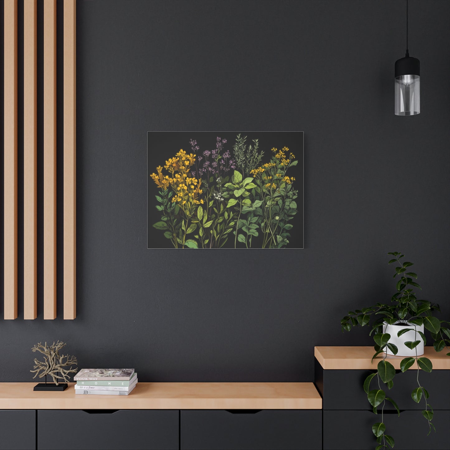 Botanical Wall Art - Matte Canvas Print of Colorful Herbs and Flowers