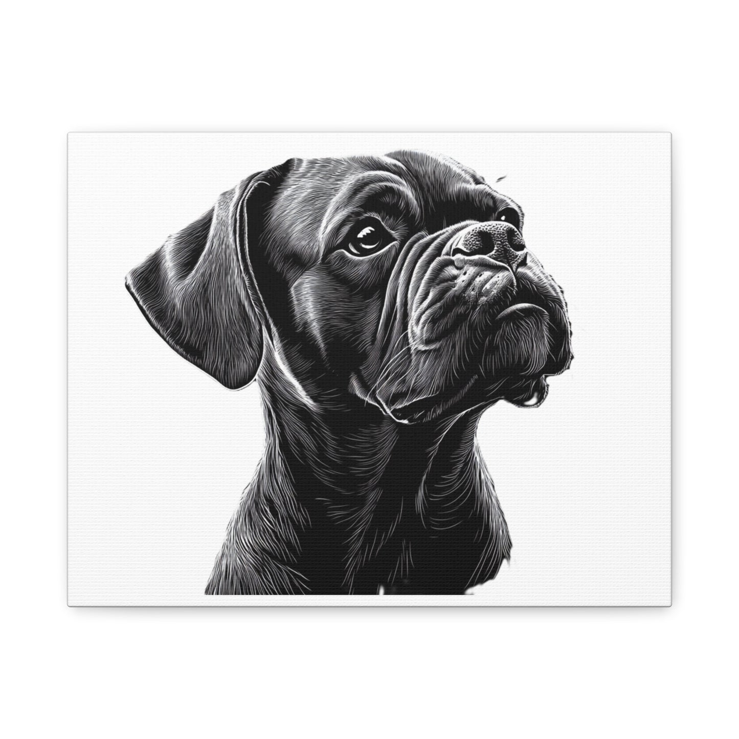 Canvas Wall Art - Black Boxer Dog Portrait - Pet Lover Home Decor
