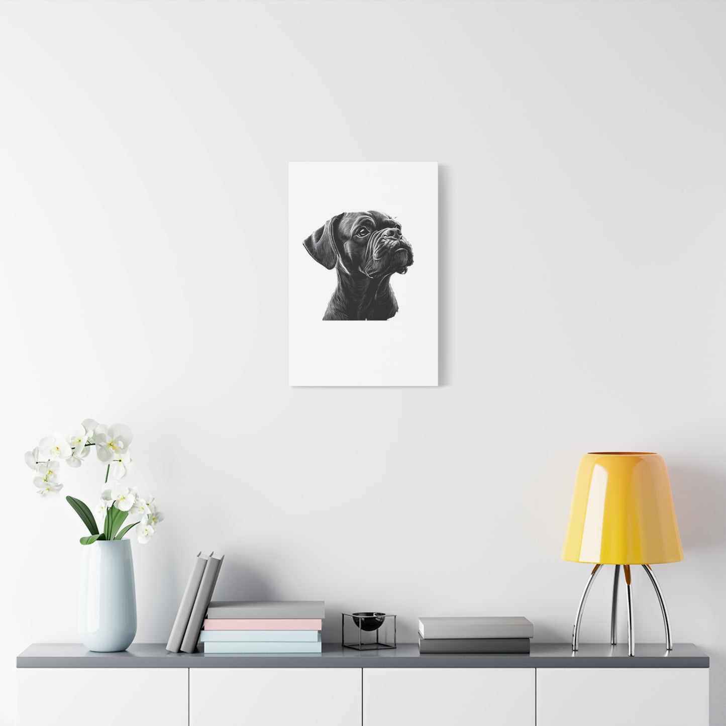 Canvas Wall Art - Black Boxer Dog Portrait - Pet Lover Home Decor