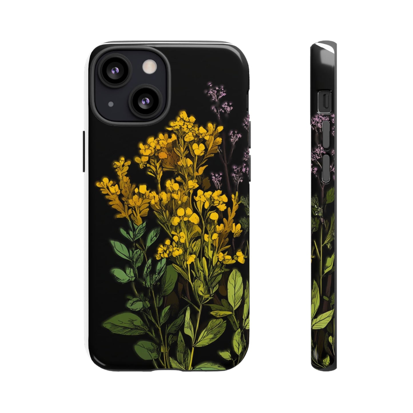 Floral Tough Phone Case - Elegant Yellow Botanical Design