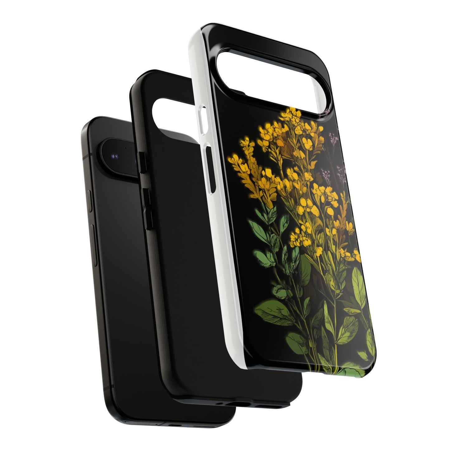 Floral Tough Phone Case - Elegant Yellow Botanical Design