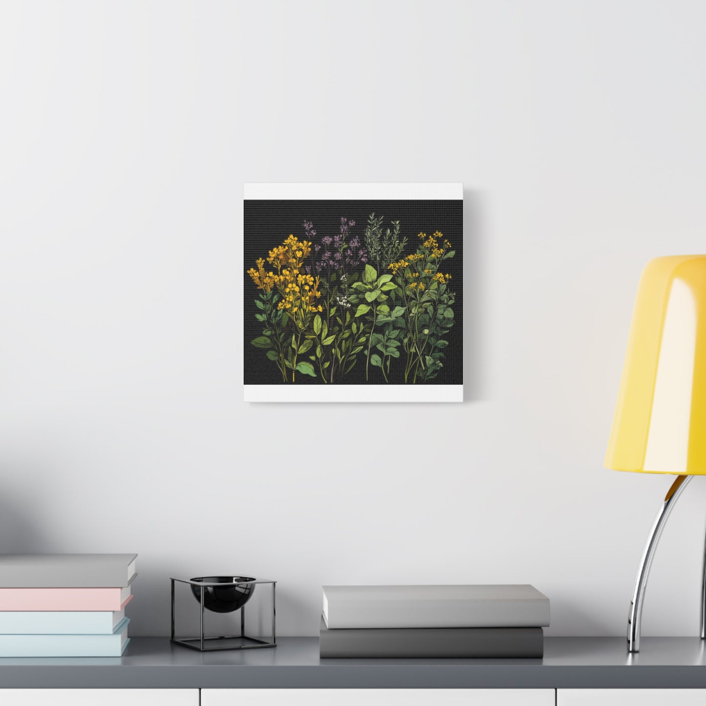Botanical Wall Art - Matte Canvas Print of Colorful Herbs and Flowers