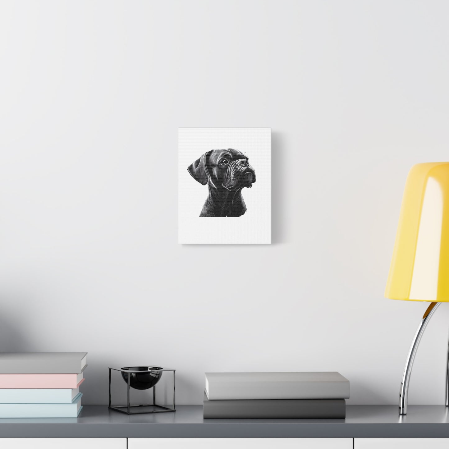 Canvas Wall Art - Black Boxer Dog Portrait - Pet Lover Home Decor