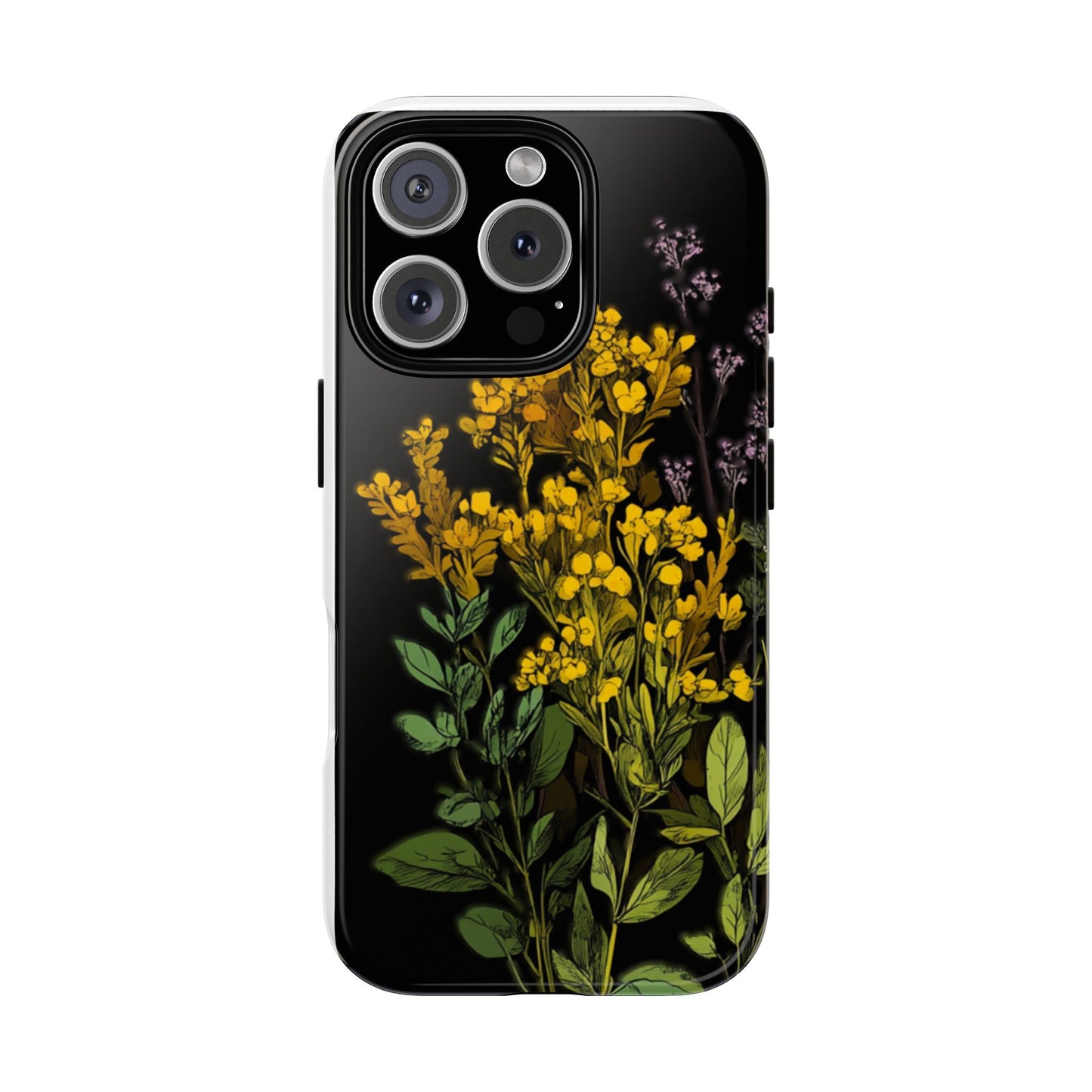 Floral Tough Phone Case - Elegant Yellow Botanical Design
