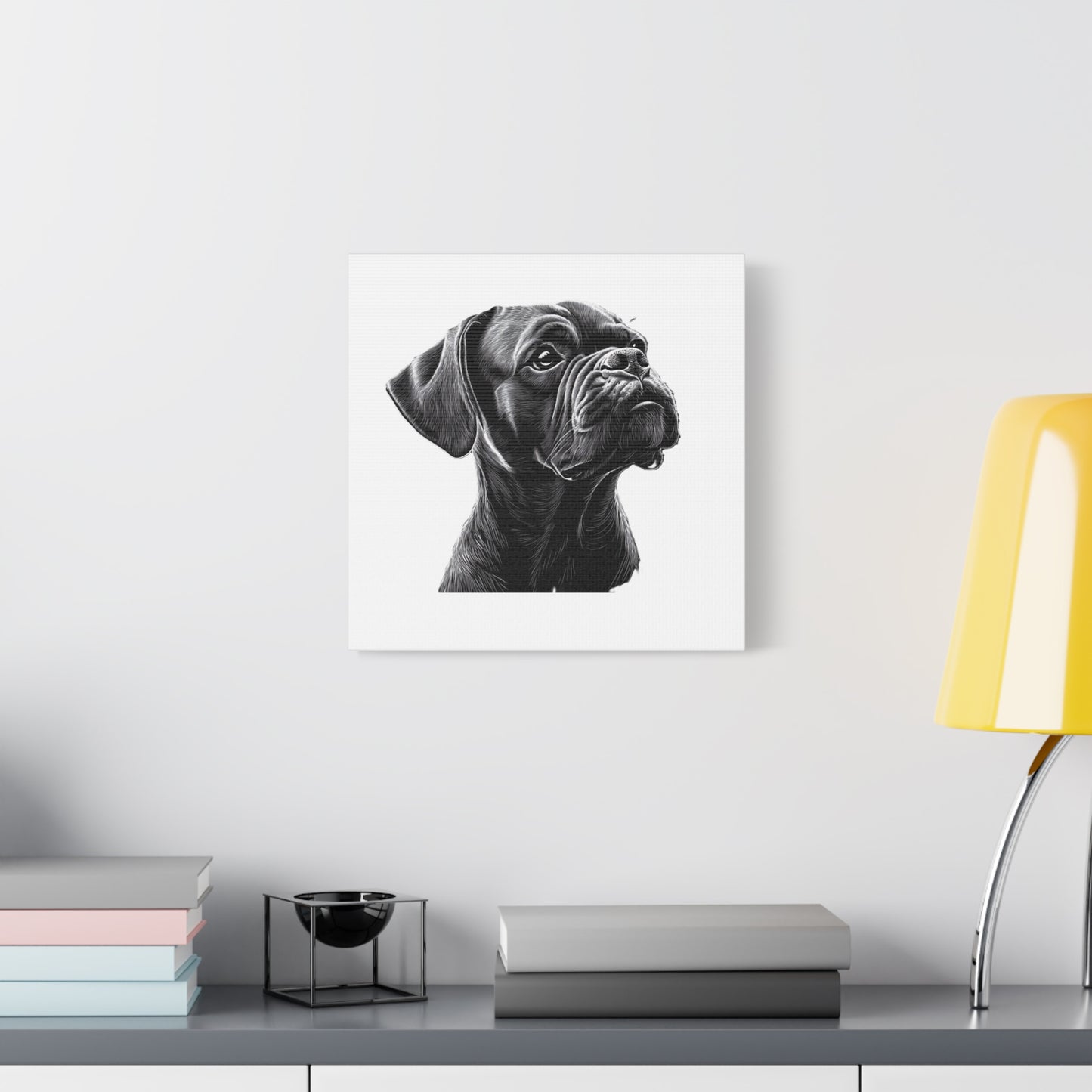 Canvas Wall Art - Black Boxer Dog Portrait - Pet Lover Home Decor