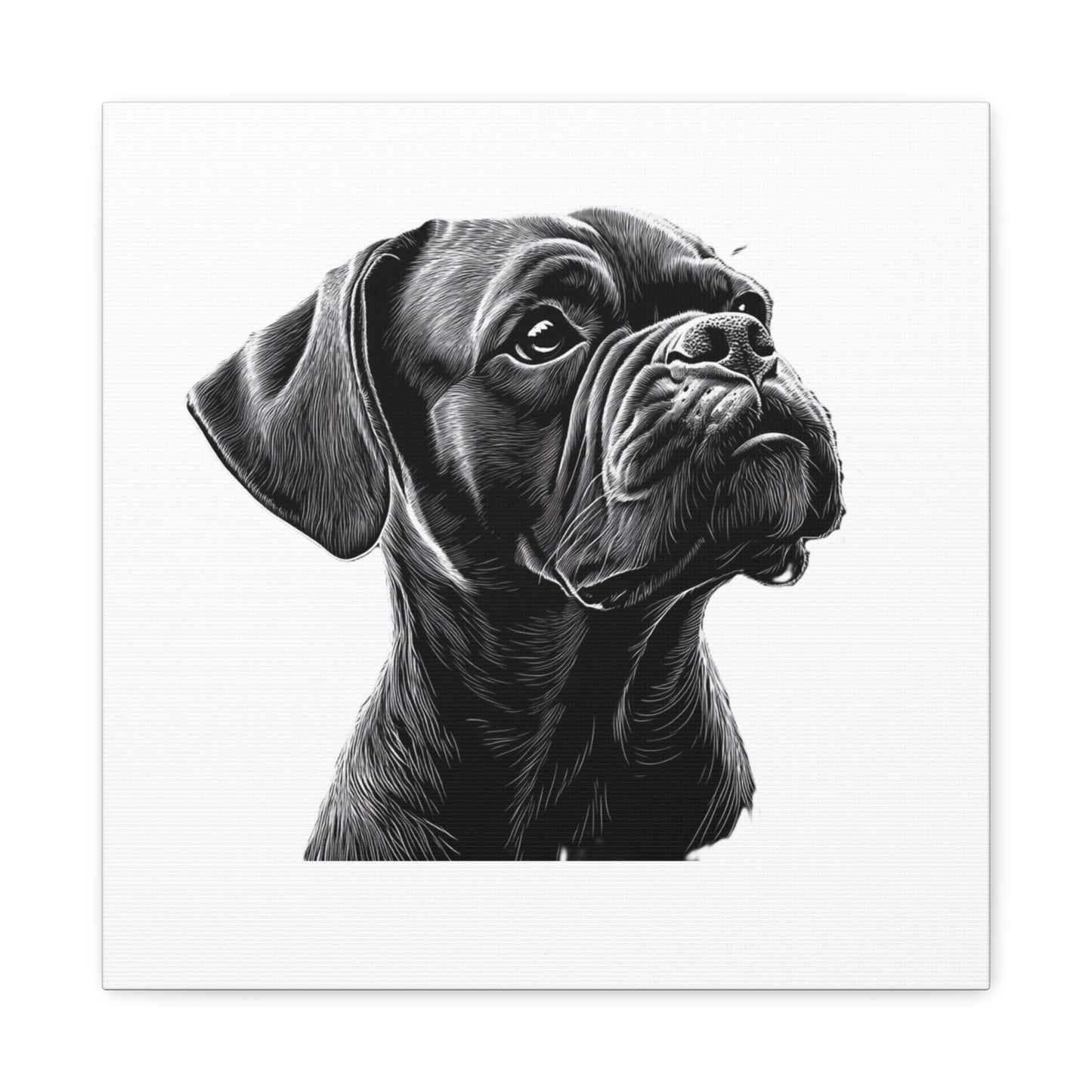 Canvas Wall Art - Black Boxer Dog Portrait - Pet Lover Home Decor