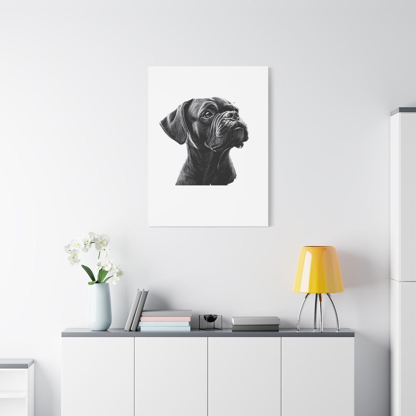 Canvas Wall Art - Black Boxer Dog Portrait - Pet Lover Home Decor