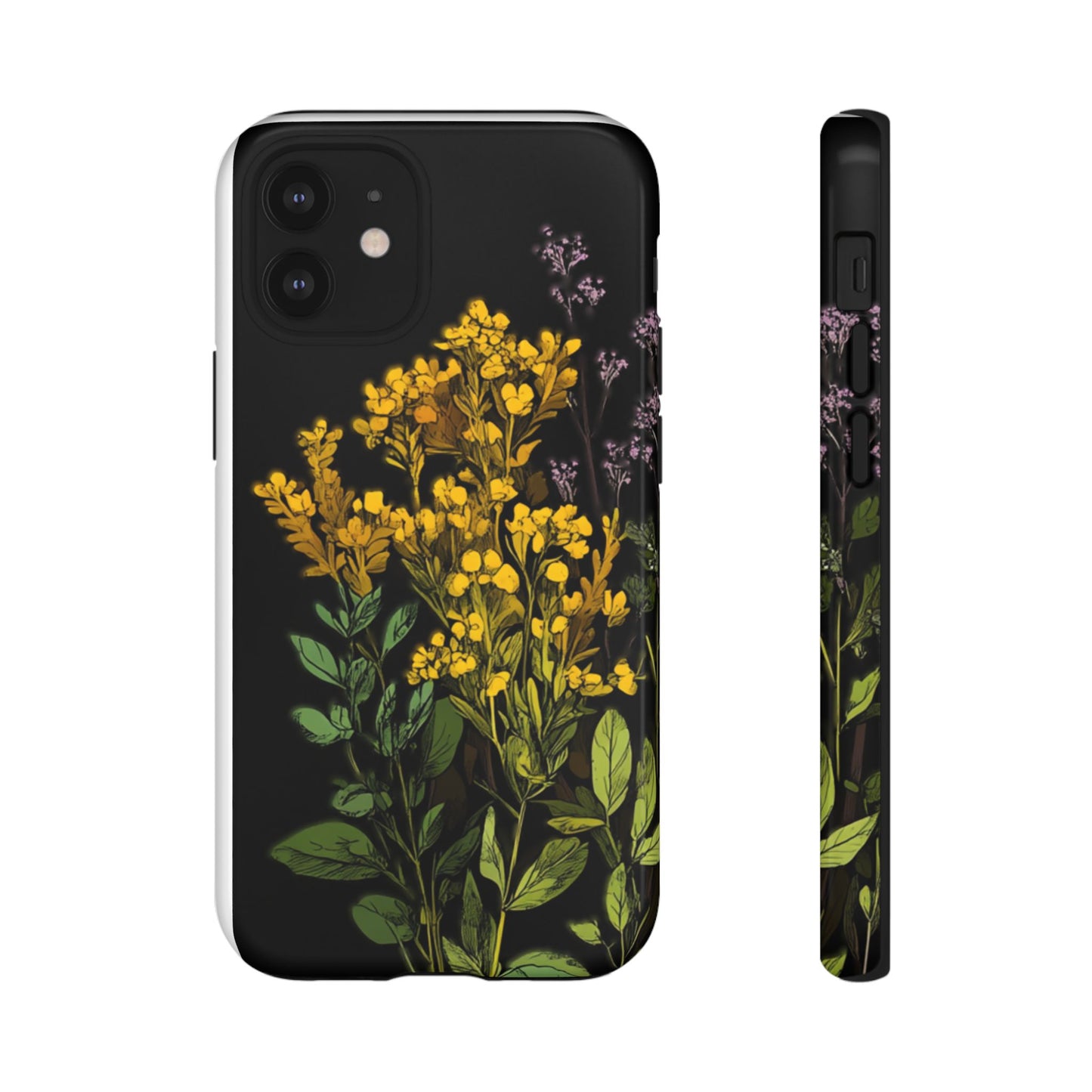 Floral Tough Phone Case - Elegant Yellow Botanical Design