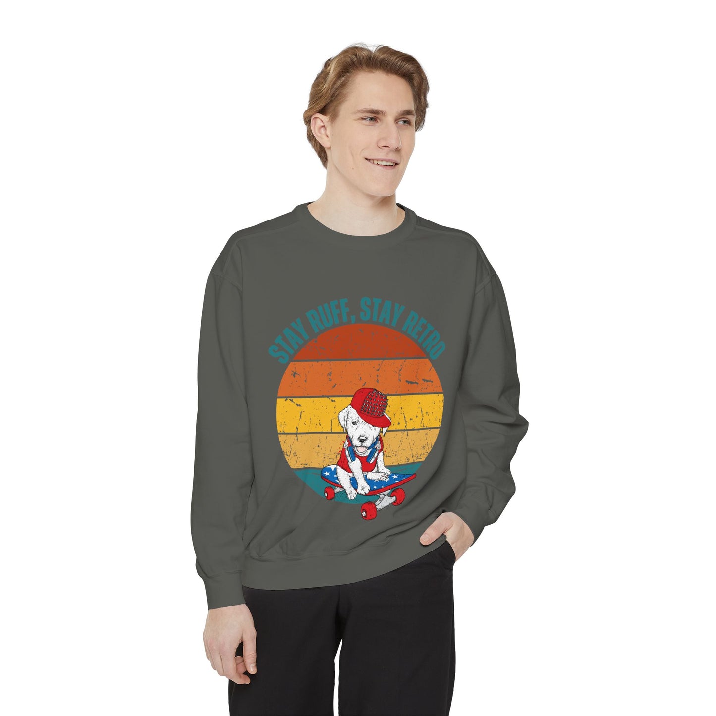 Stay Ruff, Stay Retro Unisex Garment-Dyed Sweatshirt