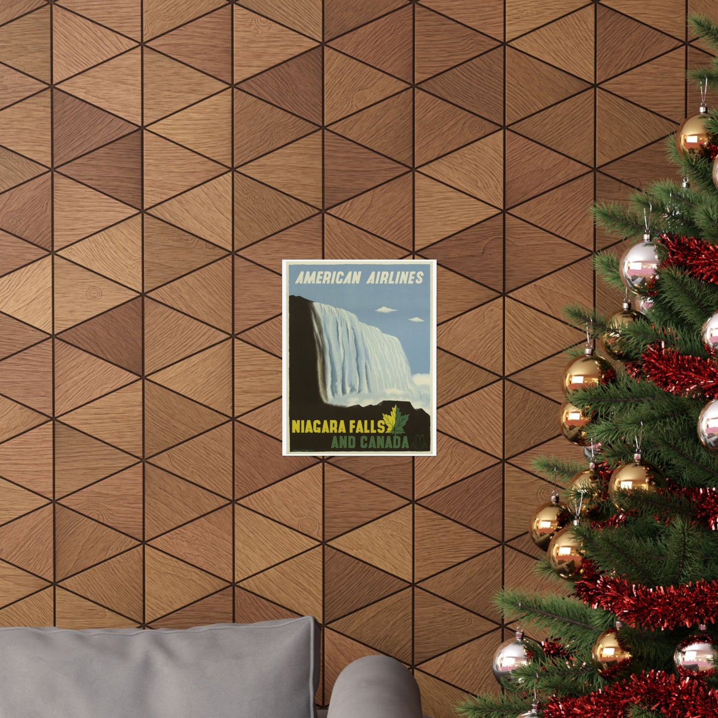 Vintage Niagara Falls Matte Poster - American Airlines Travel Art
