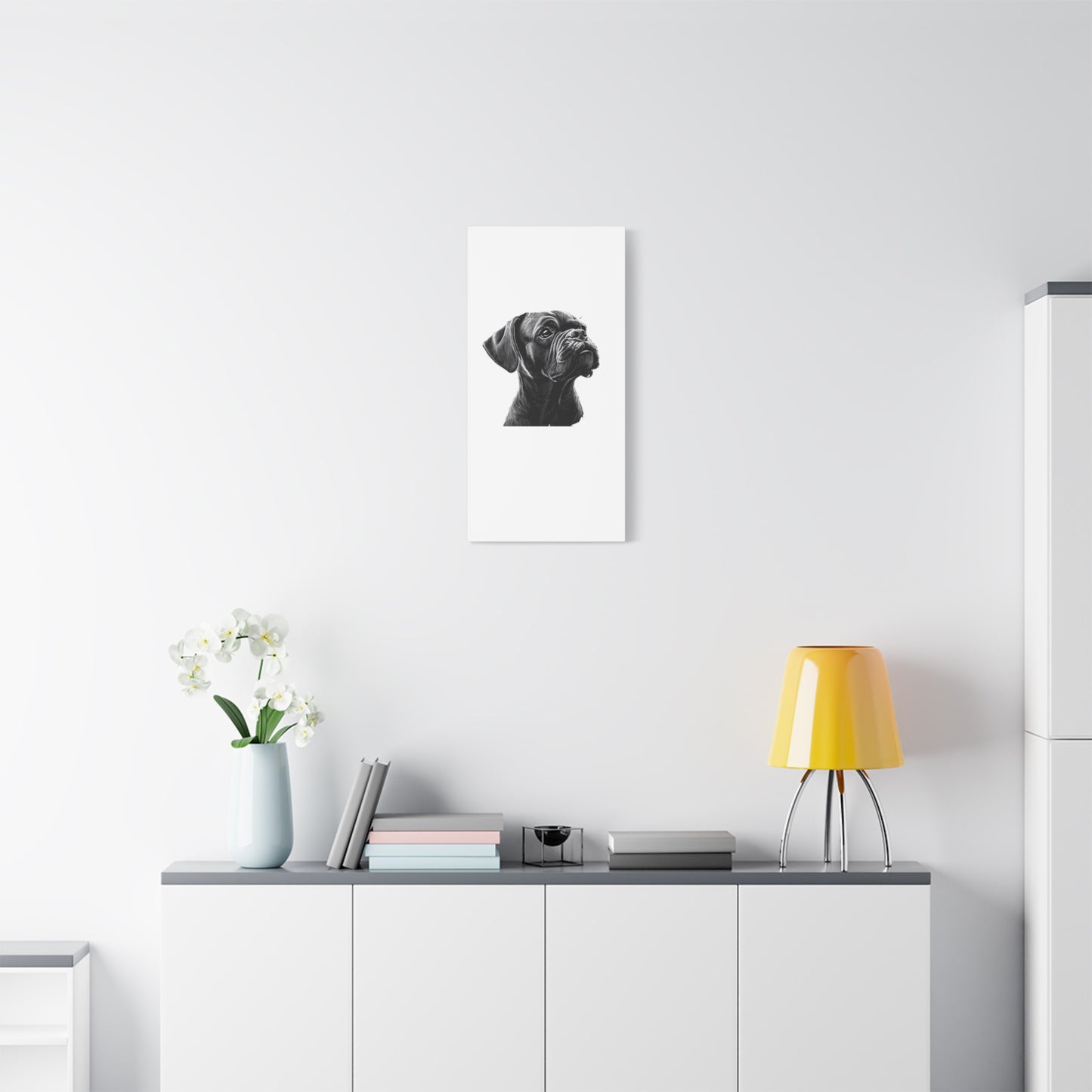 Canvas Wall Art - Black Boxer Dog Portrait - Pet Lover Home Decor