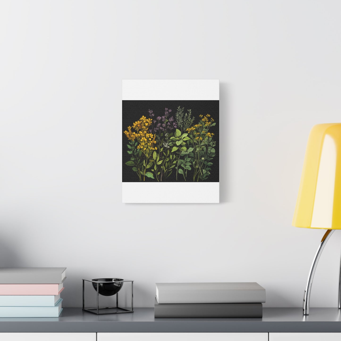 Botanical Wall Art - Matte Canvas Print of Colorful Herbs and Flowers