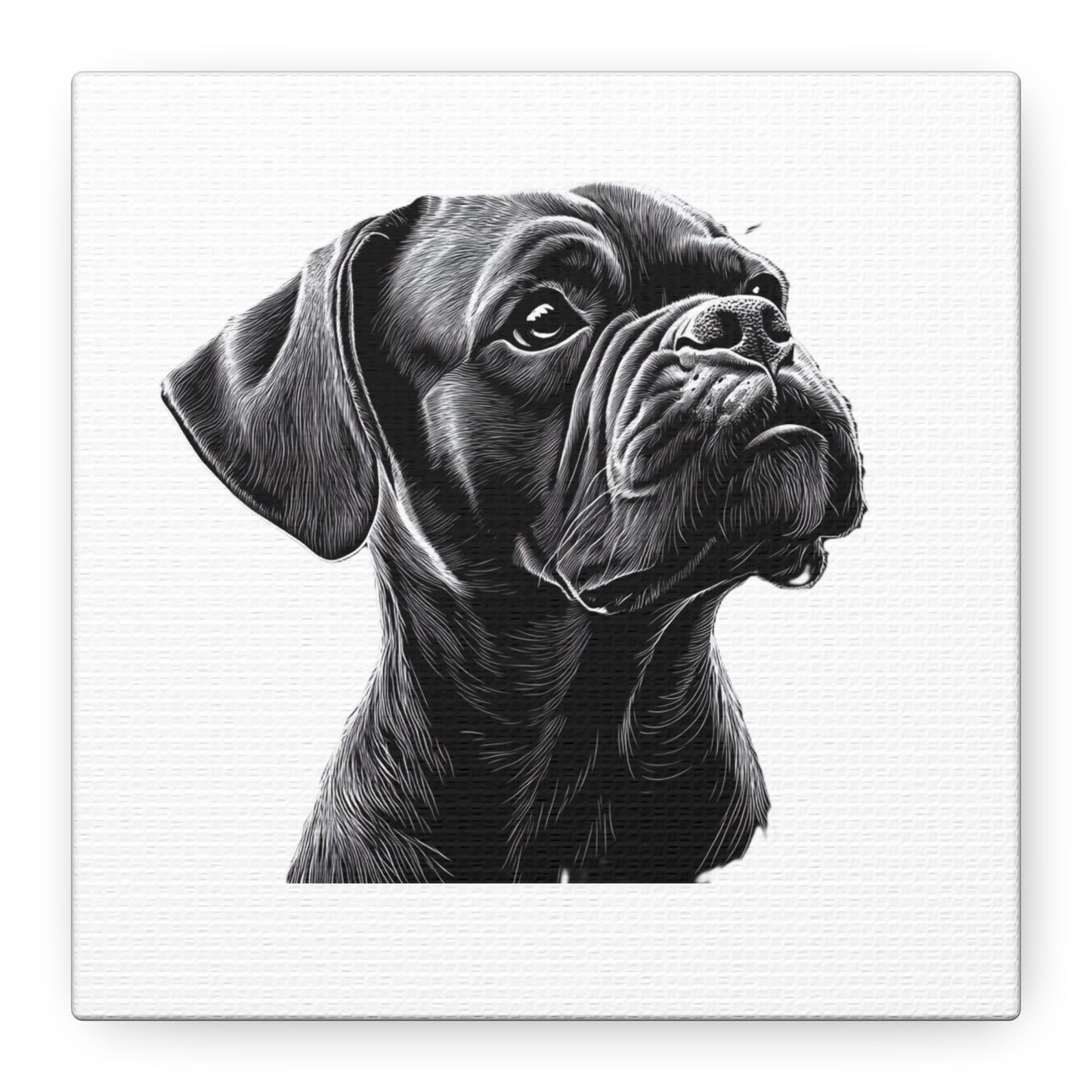 Canvas Wall Art - Black Boxer Dog Portrait - Pet Lover Home Decor