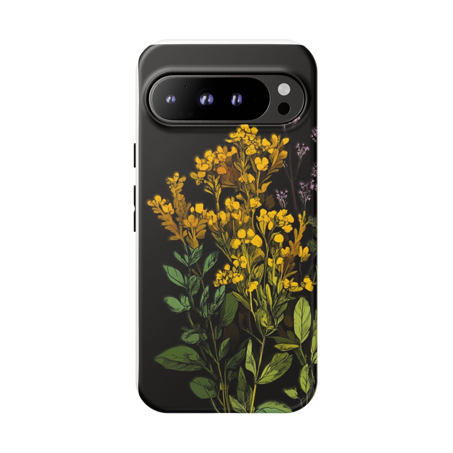 Floral Tough Phone Case - Elegant Yellow Botanical Design