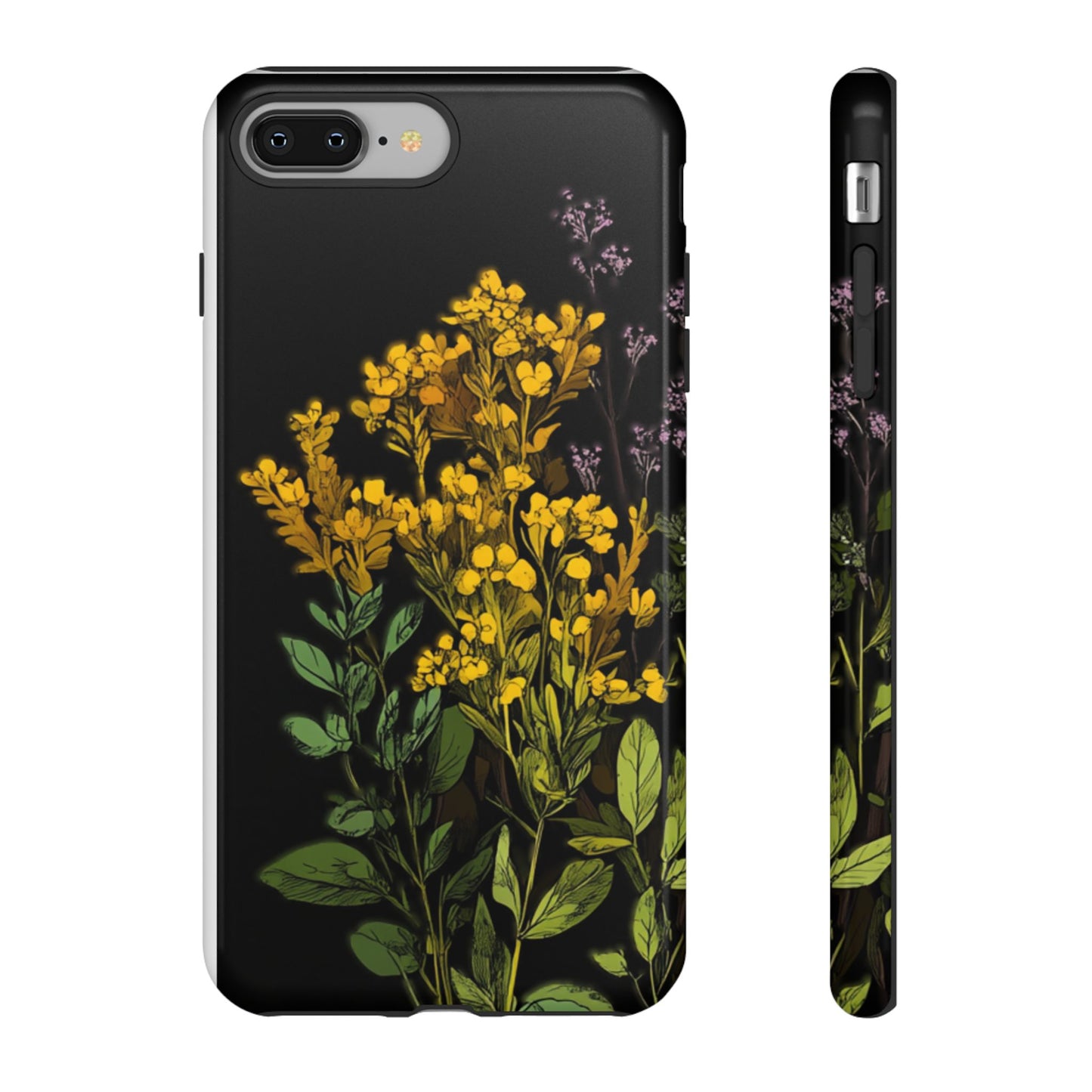 Floral Tough Phone Case - Elegant Yellow Botanical Design