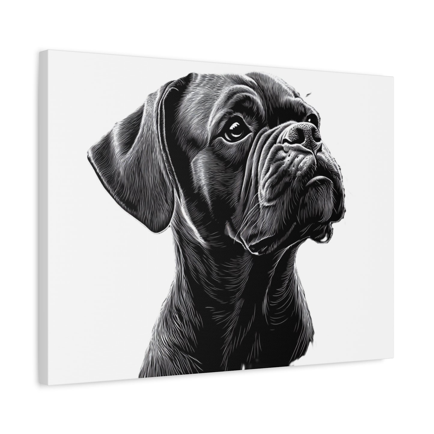 Canvas Wall Art - Black Boxer Dog Portrait - Pet Lover Home Decor