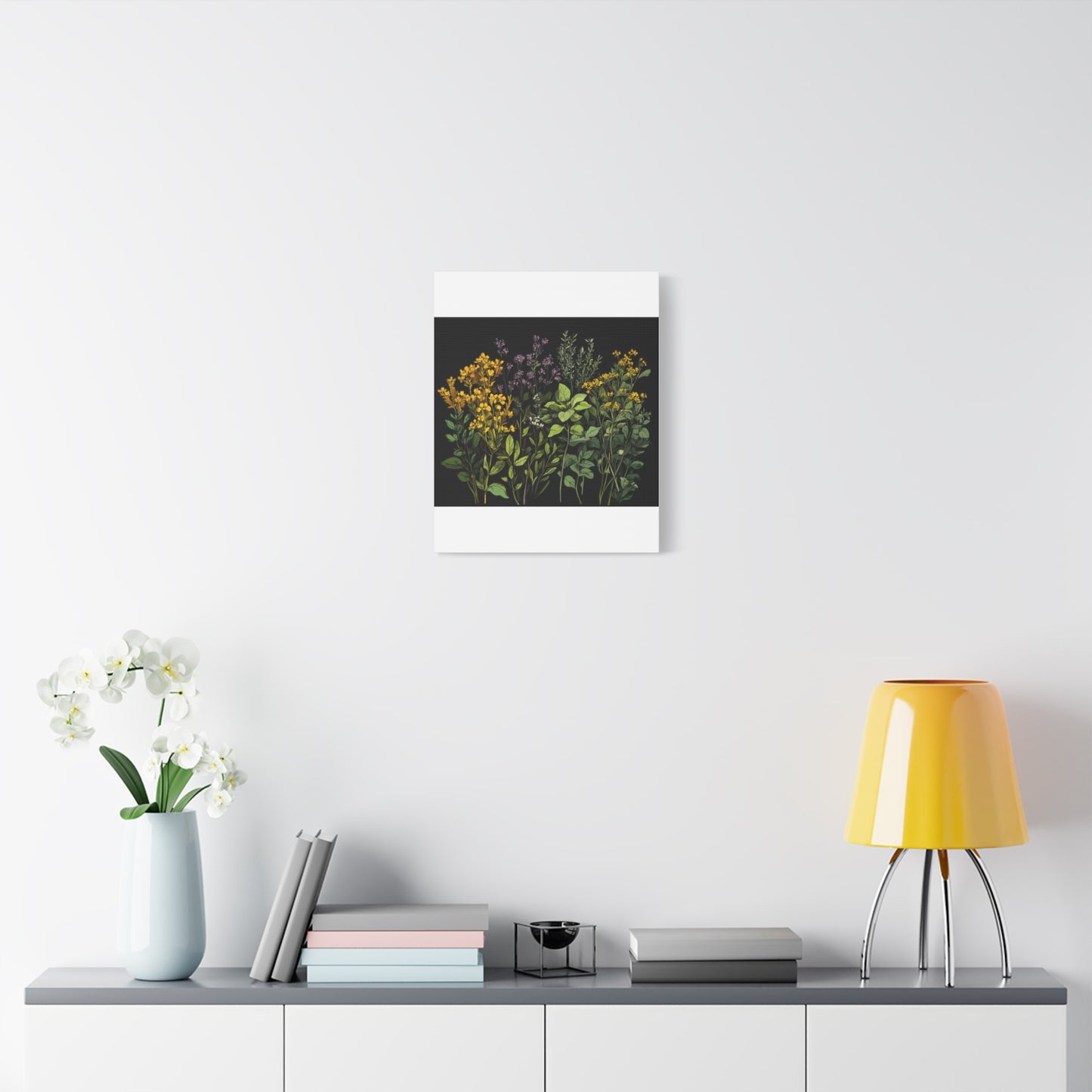 Botanical Wall Art - Matte Canvas Print of Colorful Herbs and Flowers