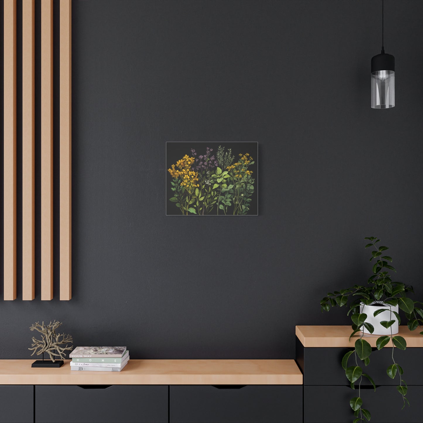 Botanical Wall Art - Matte Canvas Print of Colorful Herbs and Flowers