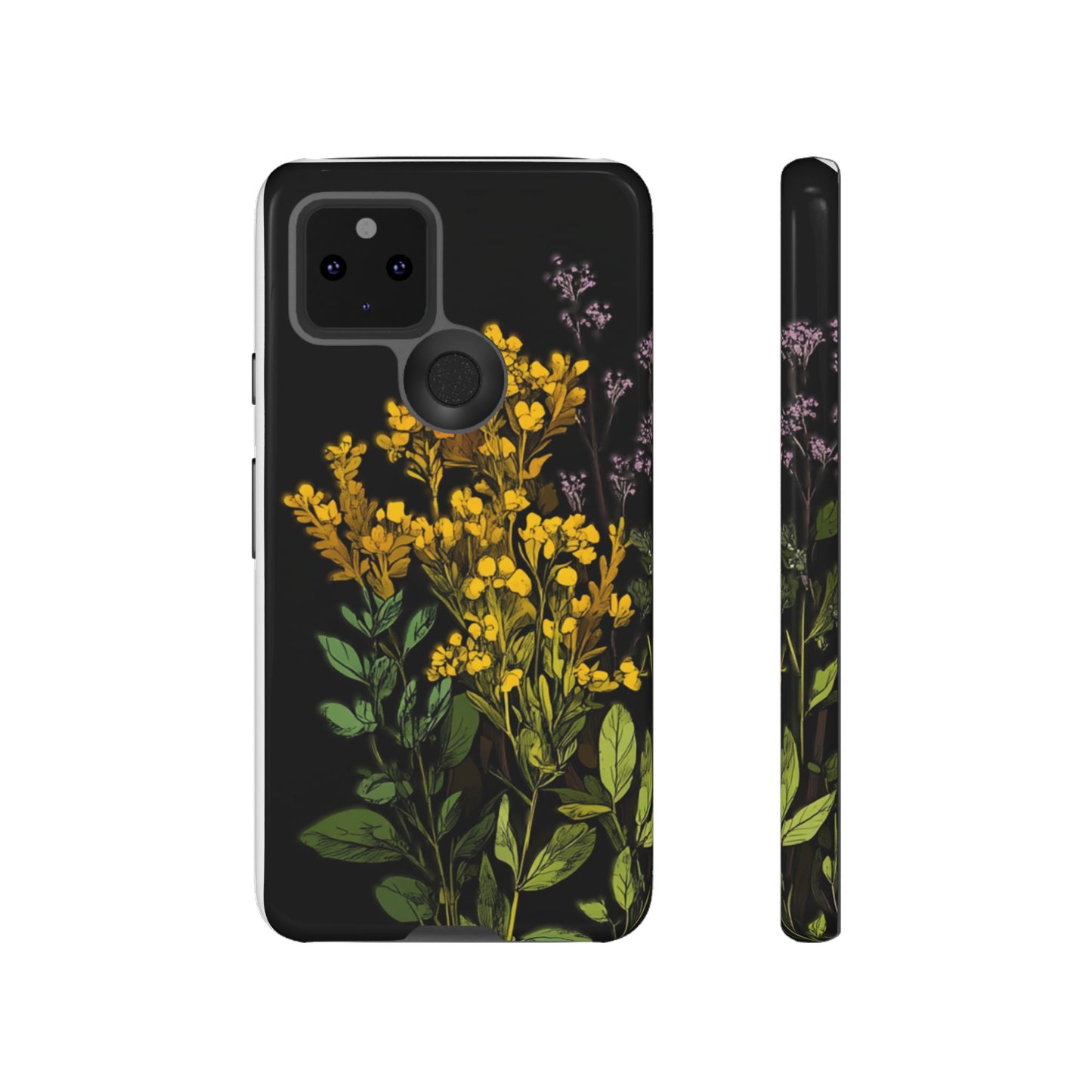 Floral Tough Phone Case - Elegant Yellow Botanical Design