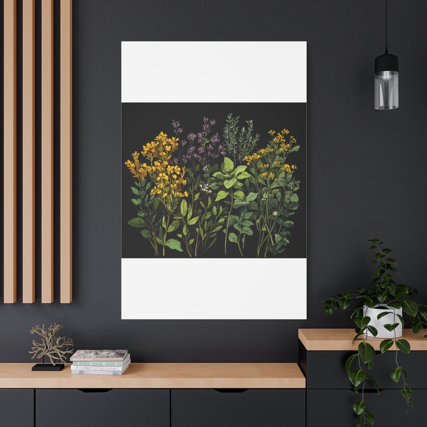 Botanical Wall Art - Matte Canvas Print of Colorful Herbs and Flowers