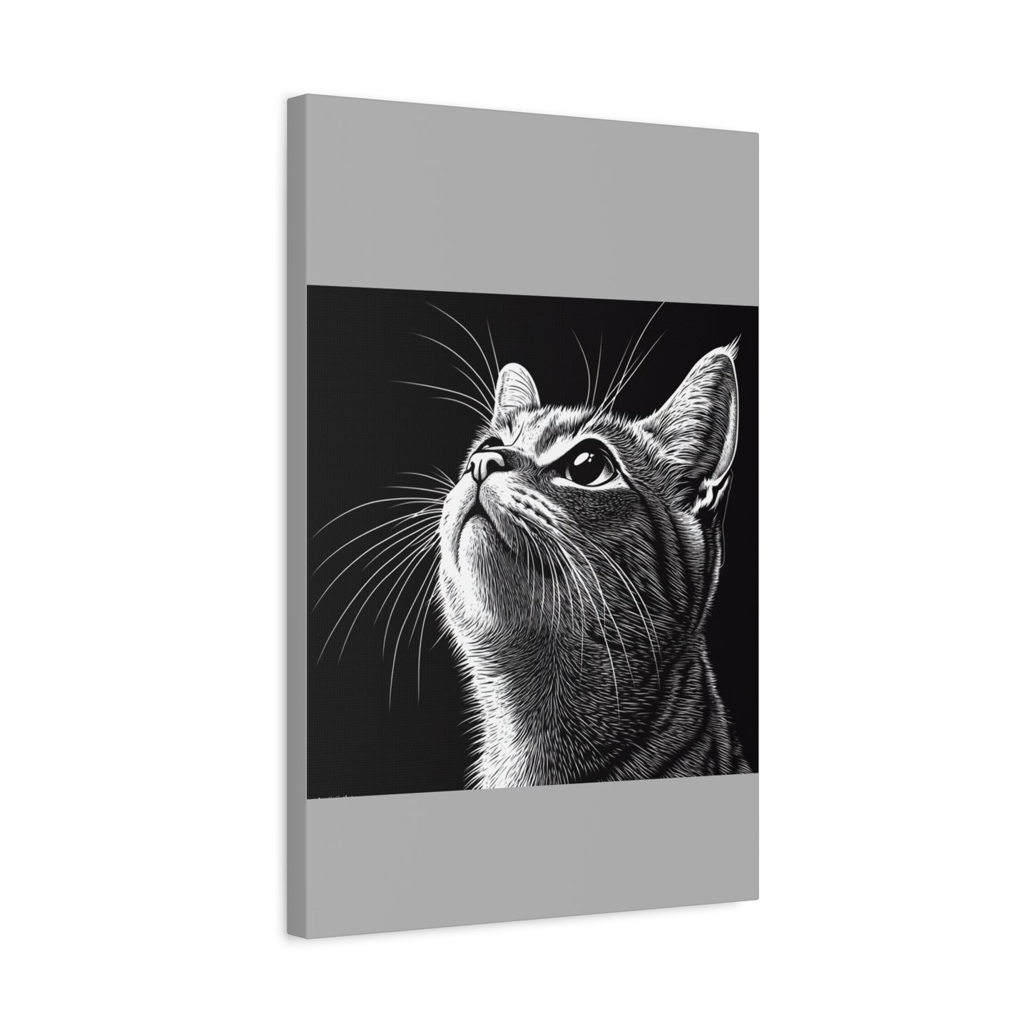 Portrait Cat Canvas Wall Art - Black and White Stretched Print
