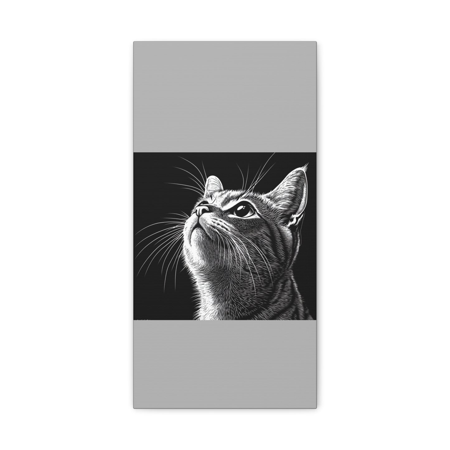 Portrait Cat Canvas Wall Art - Black and White Stretched Print