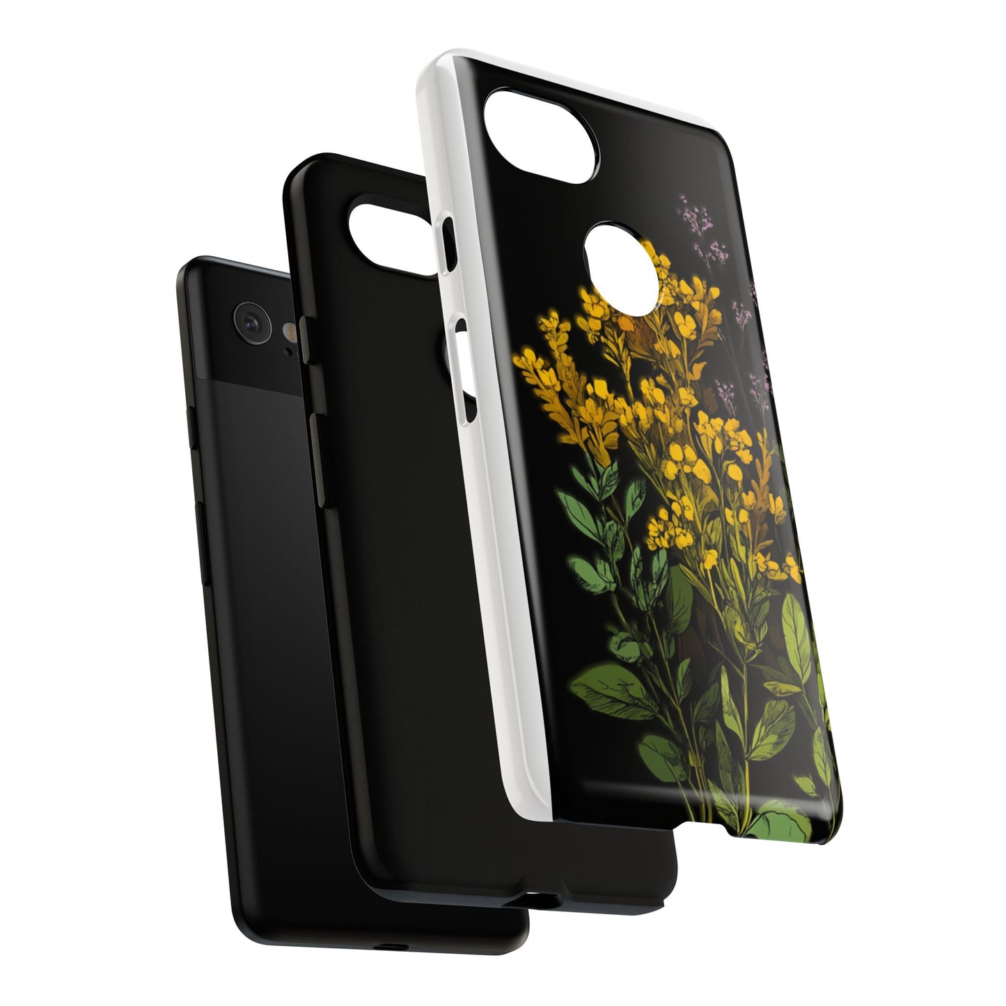 Floral Tough Phone Case - Elegant Yellow Botanical Design