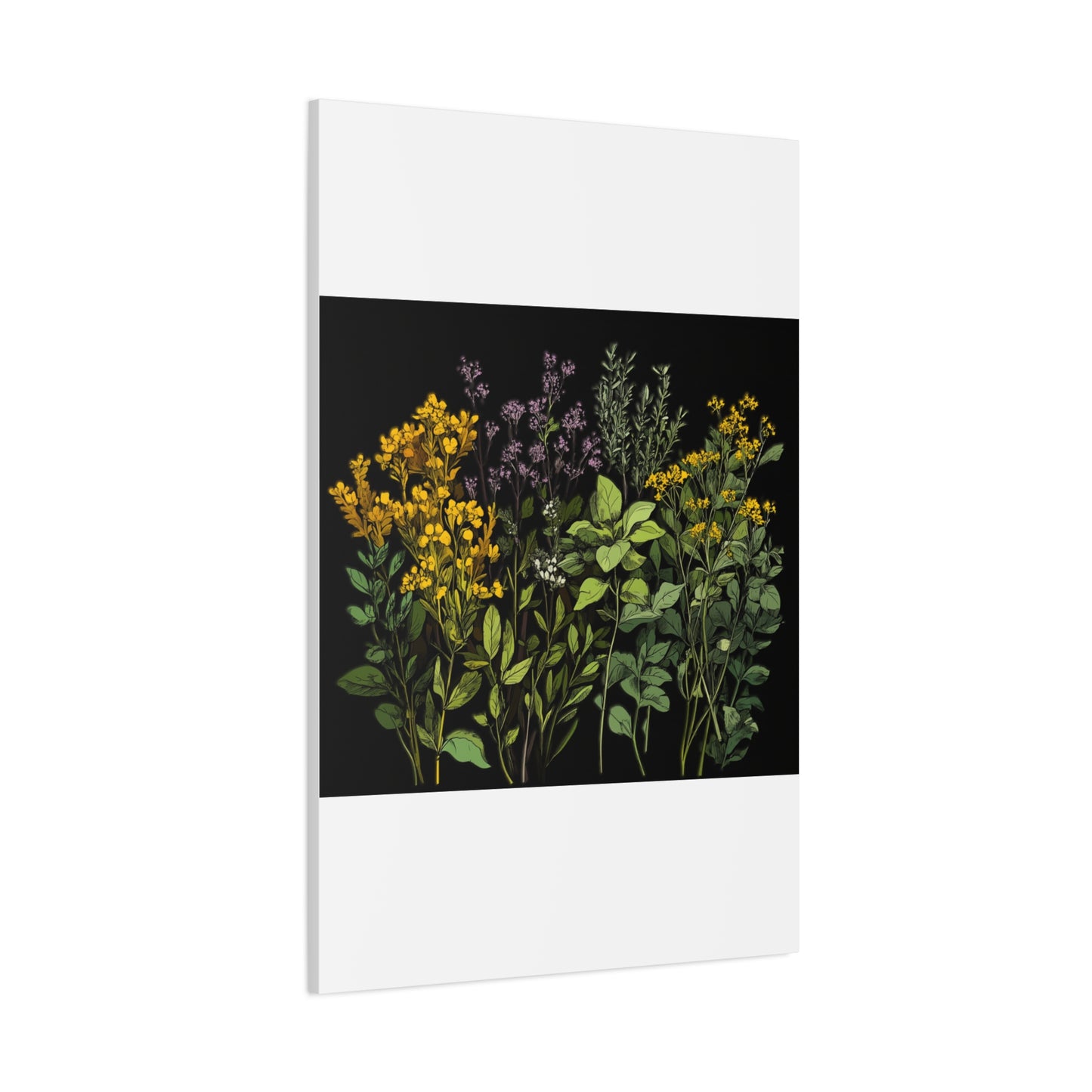 Botanical Wall Art - Matte Canvas Print of Colorful Herbs and Flowers