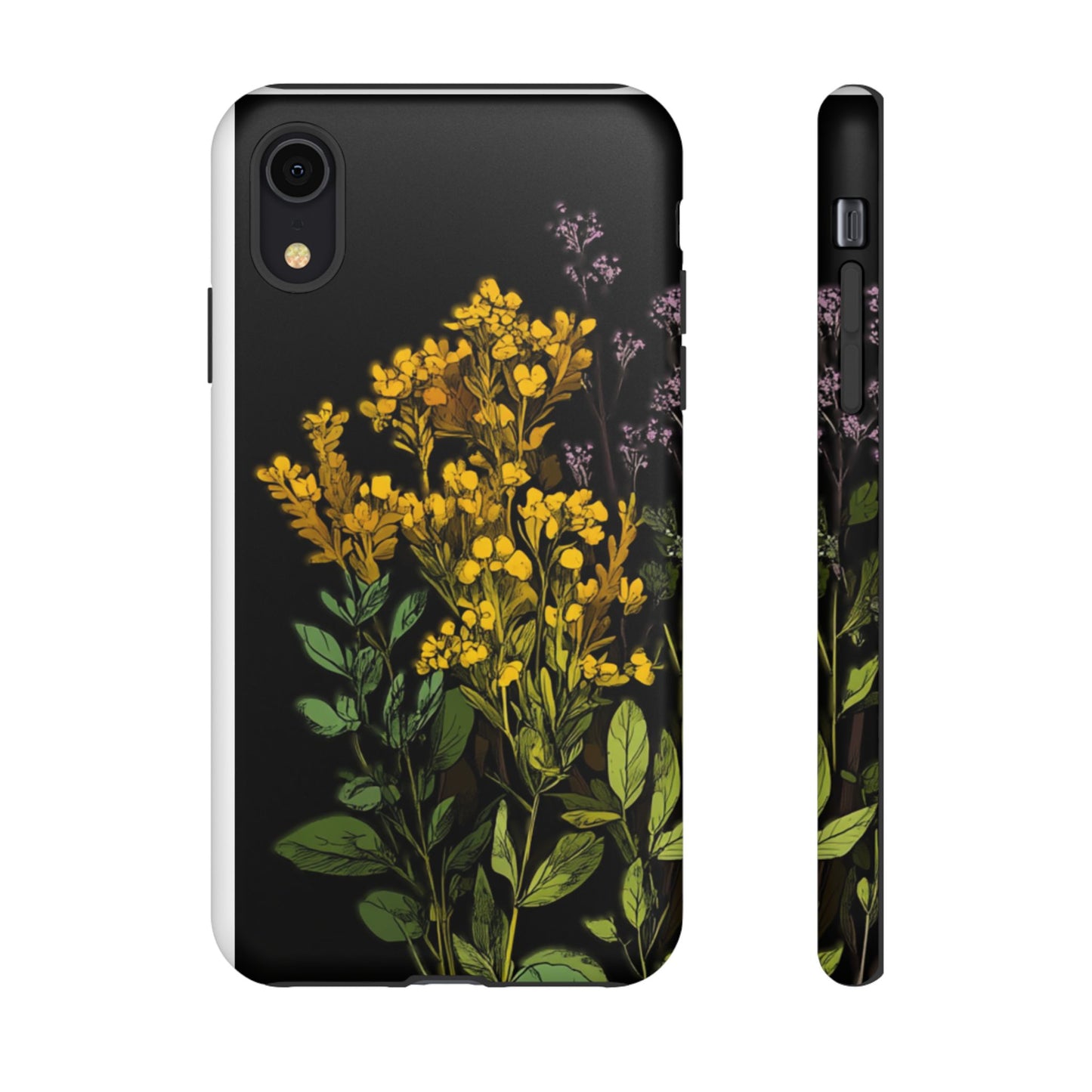 Floral Tough Phone Case - Elegant Yellow Botanical Design
