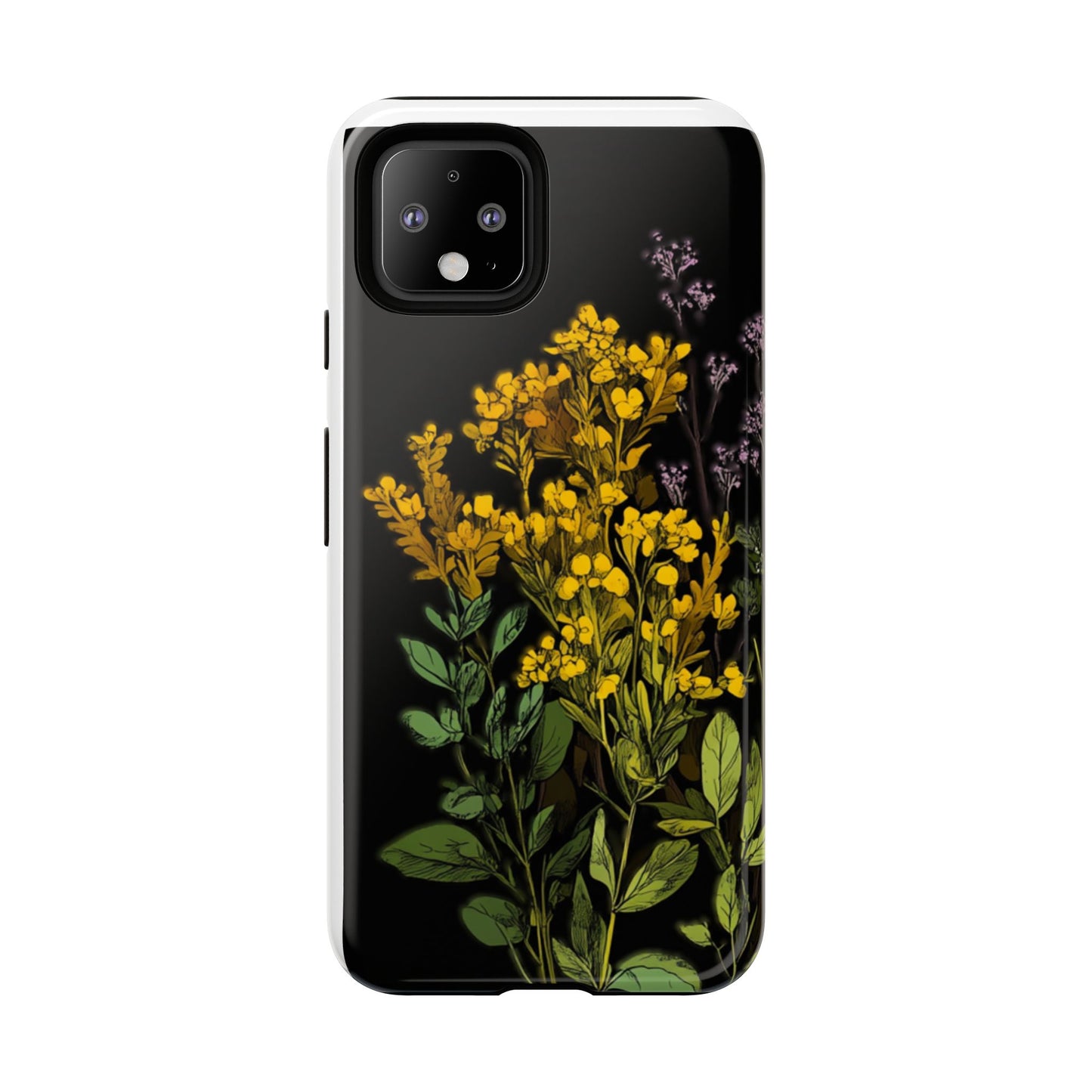 Floral Tough Phone Case - Elegant Yellow Botanical Design