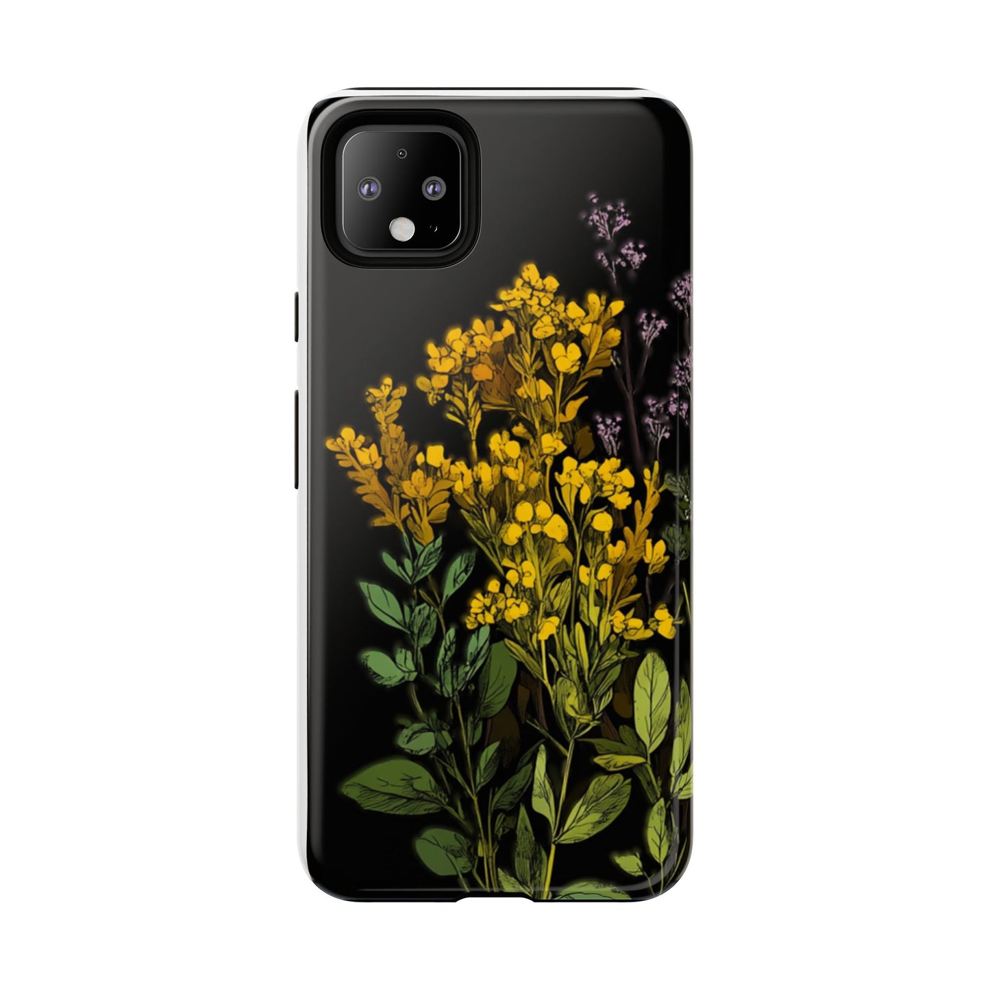 Floral Tough Phone Case - Elegant Yellow Botanical Design