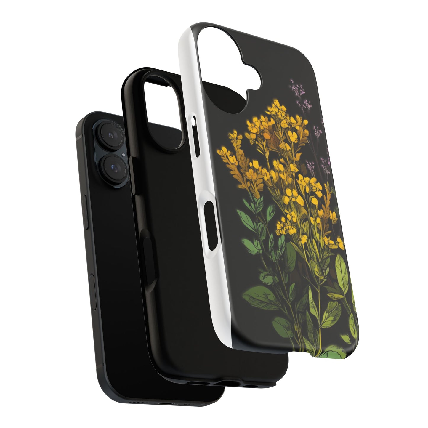 Floral Tough Phone Case - Elegant Yellow Botanical Design