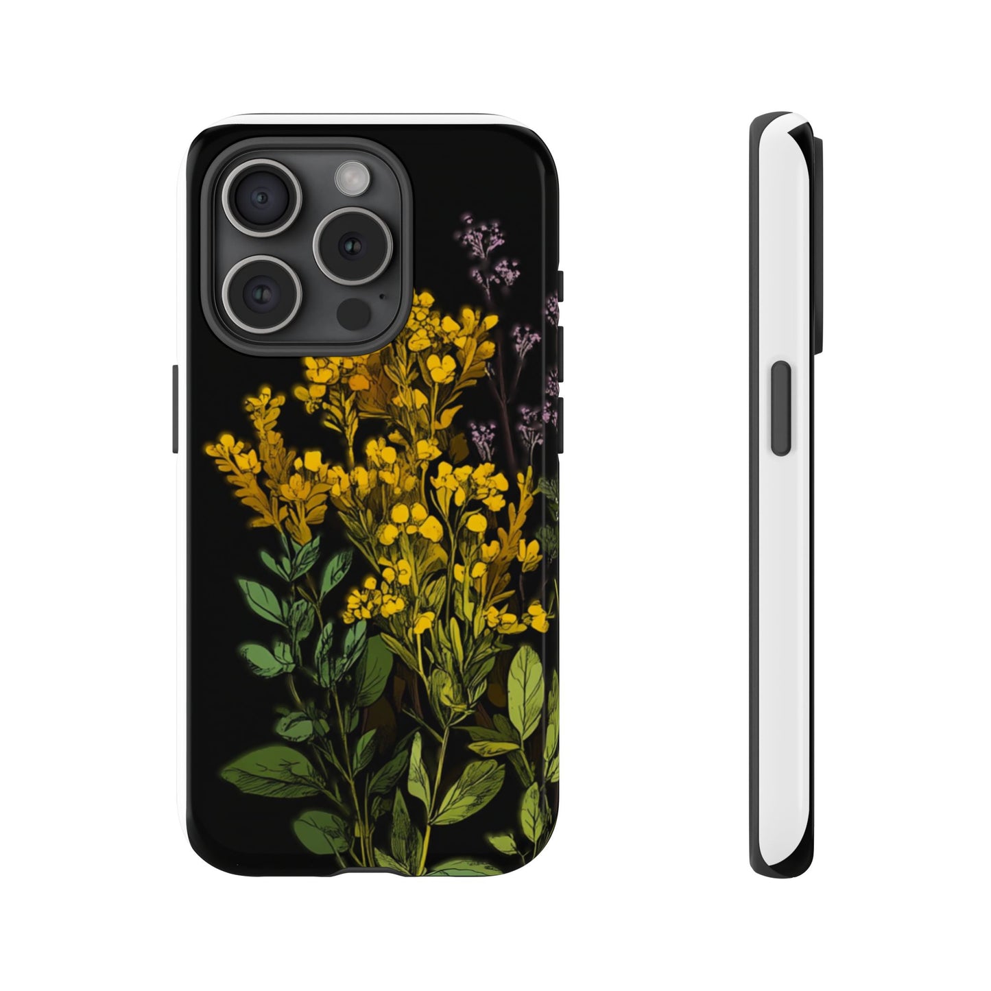 Floral Tough Phone Case - Elegant Yellow Botanical Design