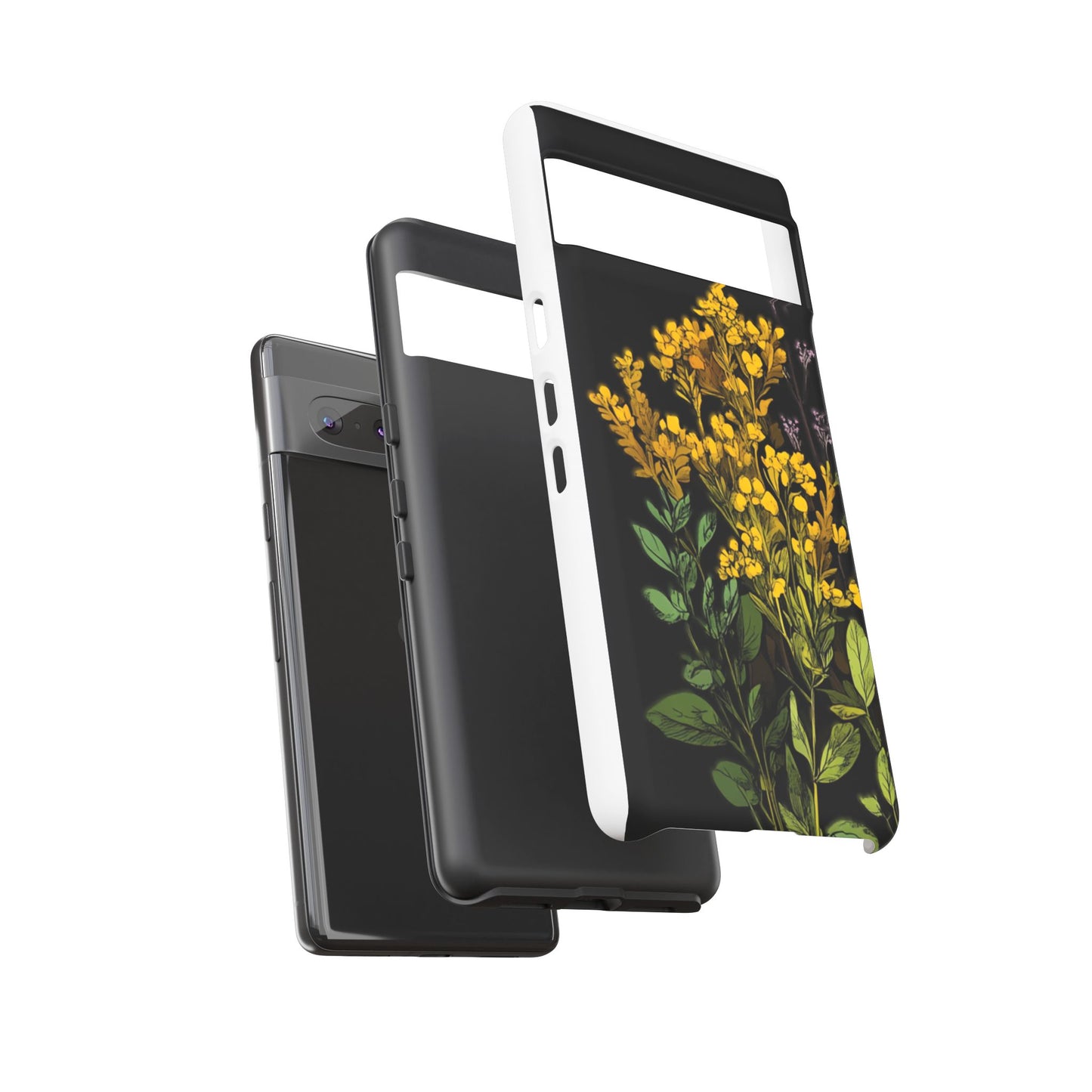 Floral Tough Phone Case - Elegant Yellow Botanical Design