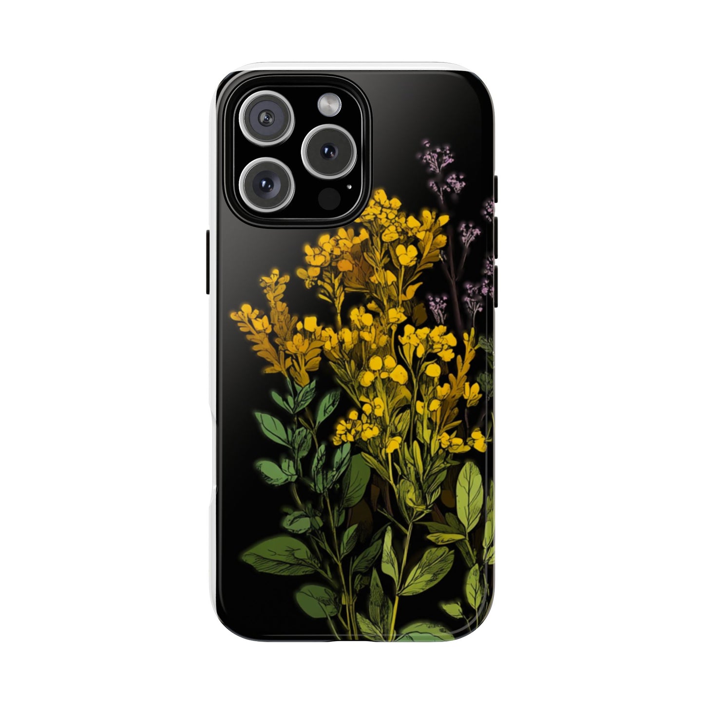 Floral Tough Phone Case - Elegant Yellow Botanical Design