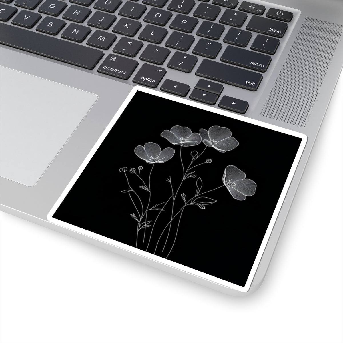 Floral Decor Kiss-Cut Stickers - Black White Floral Decals