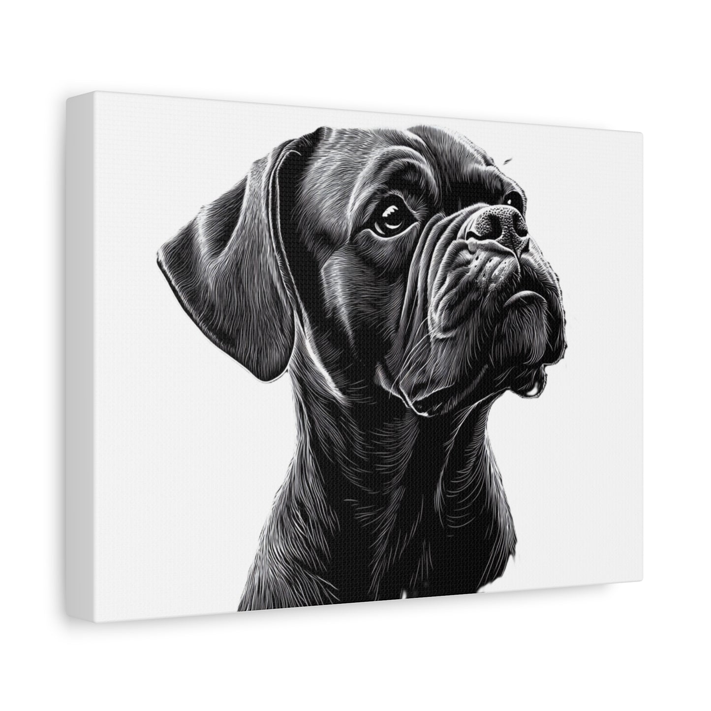 Canvas Wall Art - Black Boxer Dog Portrait - Pet Lover Home Decor